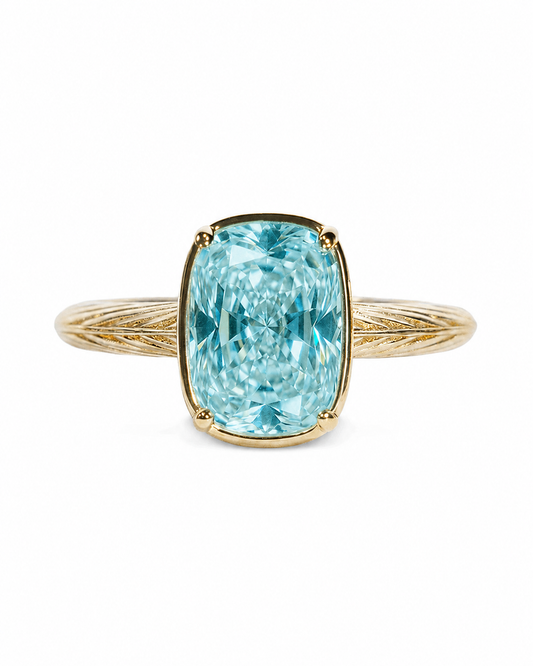 Sterling Silver Mini Aquamarine Elongated Cushion Ring