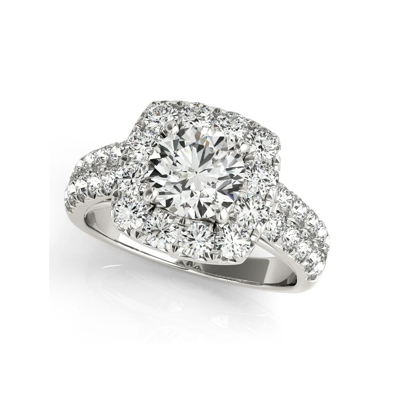 LESF 925 Sterling Silver Engagement Ring Sets 1 Carat Sona Round Cut Women Wedding Anniversary Bridal Halo Ring Jewelr